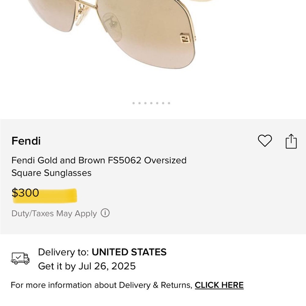 Fendi Women's Gold & Brown Oversized Sunglasses - Picture 11 of 11
